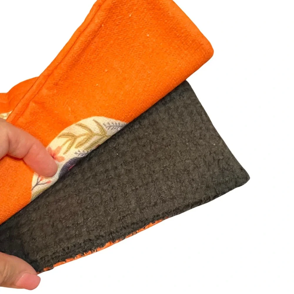 Happy Halloween Kitchen Towel Set Sugar Skull Orange & Black Home Decor